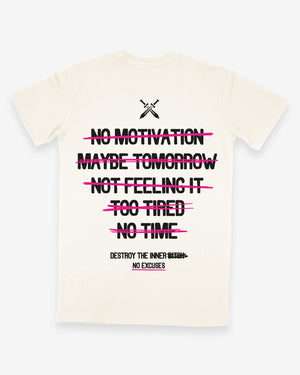 'No Excuses' Training T-Shirt (Off-White)